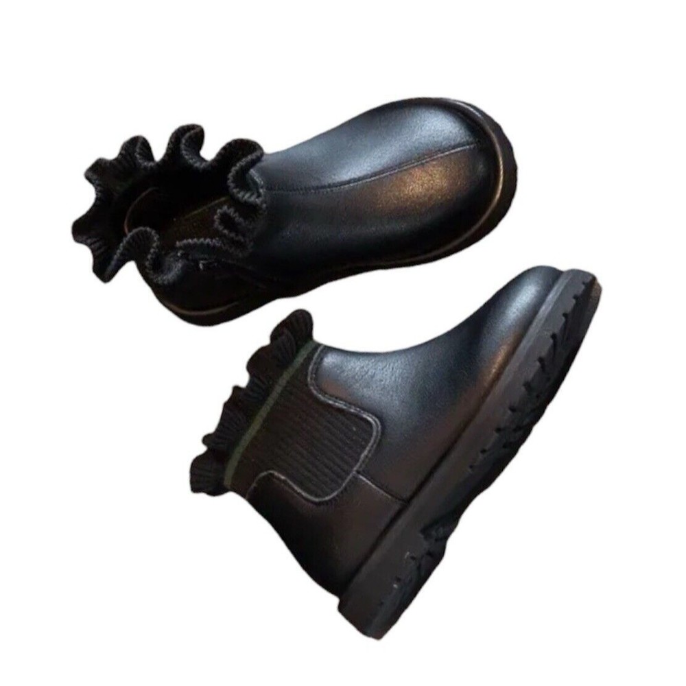 Booties Black Chelsea Big Girls Ankle Boots Size 6 Side Zip New - Picture 12 of 16